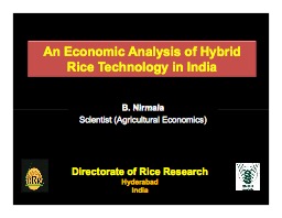 An Economic Analysis of Hybris Rice Technology in India   (B. Nirmala)