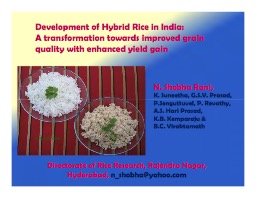 Development of Hybrid Rice in India – A transformation towards improved grain quality with enhanced grain yield  (N Shobha Rani)